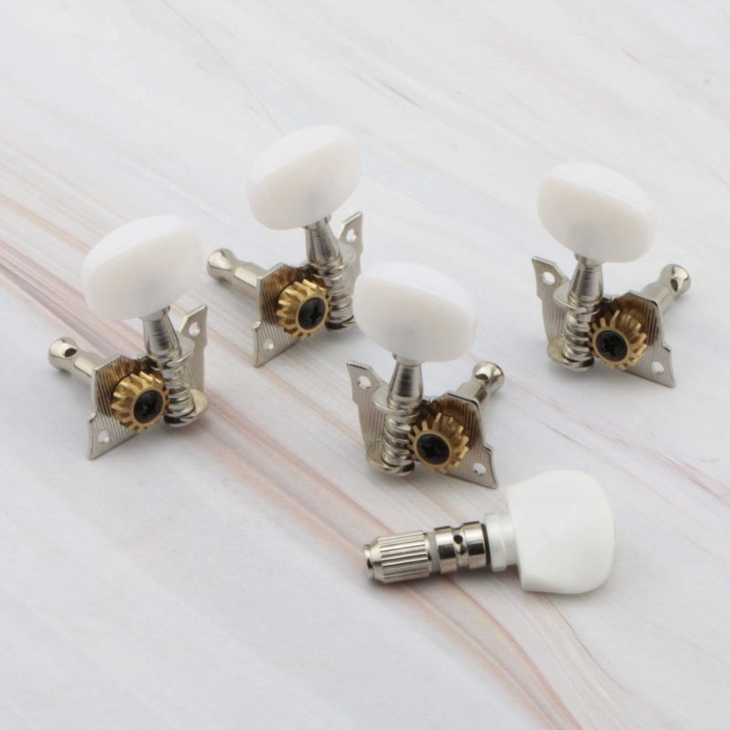 Swhmc 2R2L Semiclosed Guitar String Tuning Pegs Banjo Celluloid Machine Head Tuner, Pack of 5, Classic Silver - Image 5